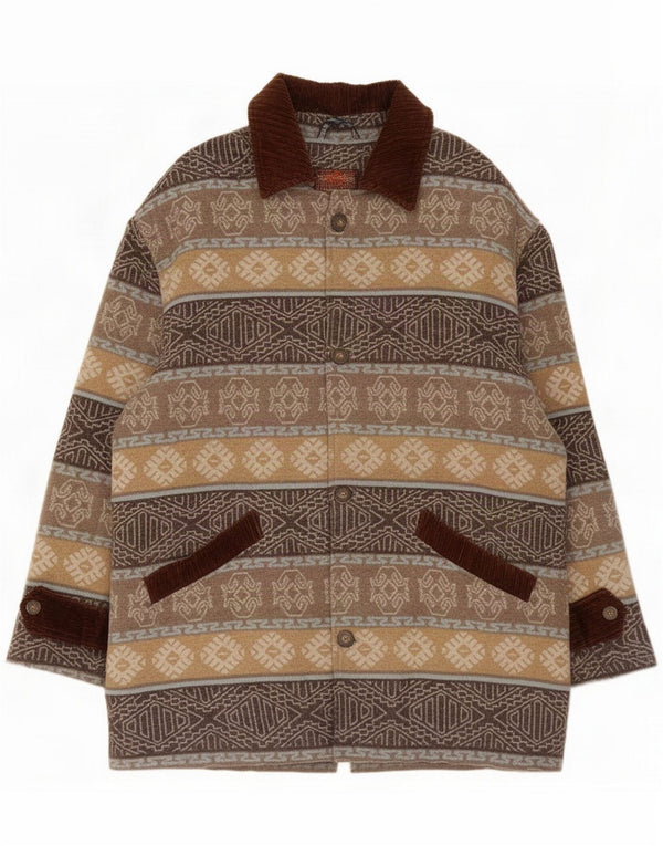 Santostefano Overfrakke til mænd UK 42 XL Beige Geometrisk Polyester
