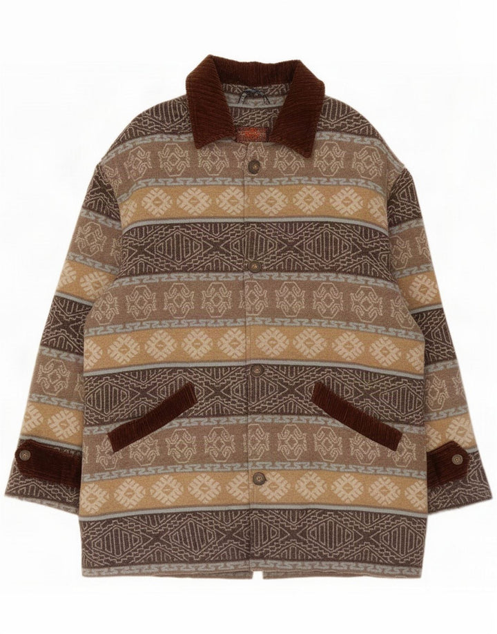 Santostefano Overfrakke til mænd UK 42 XL Beige Geometrisk Polyester