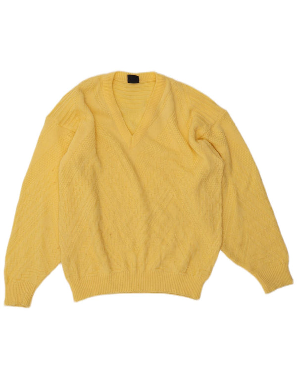 CLAUDE DE PIERRE Herre V-hals sweater IT 50 Medium Gul Akryl