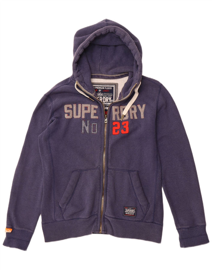 Superdry Herre grafisk hættetrøje med lynlås XL marineblå bomuld