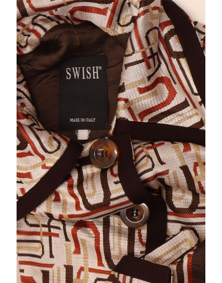 Swish Dame 5-knaps blazerjakke UK 14 Medium Beige Geometrisk