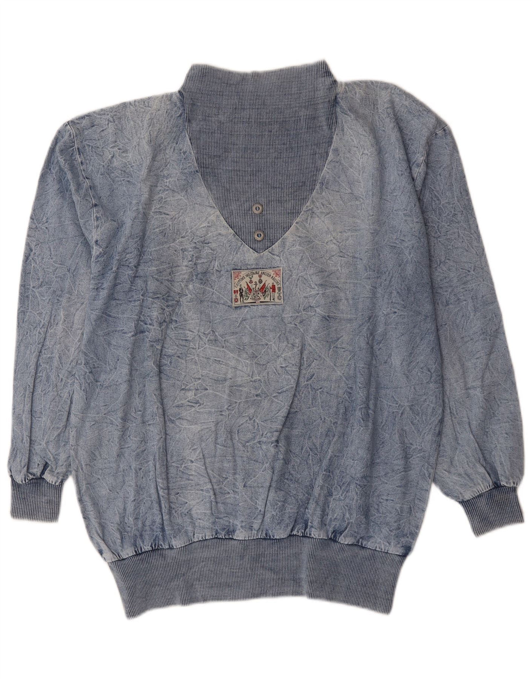 Vintage Dame Oversized Sweatshirt Jumper EU 44 XL Blå Bomuld