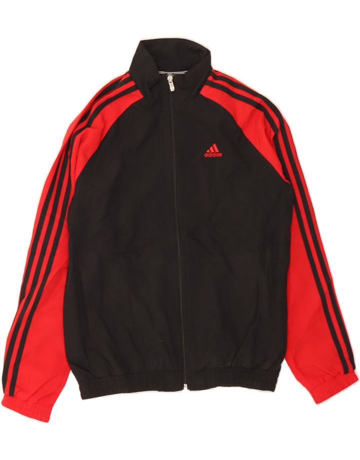 ADIDAS Boys Tracksuit Top Jacket 11-12 Years Black Colourblock Polyester Vintage Adidas and Second-Hand Adidas from Messina Hembry 