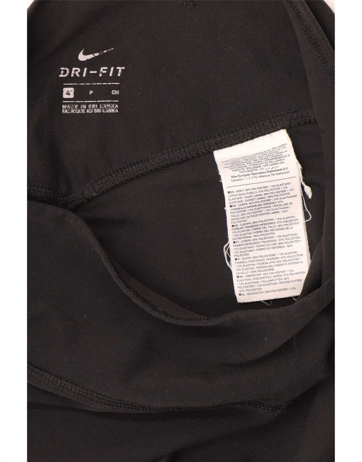 Nike Dame Dri Fit Capri Leggings UK 10 Small Black Colourblock Polyester