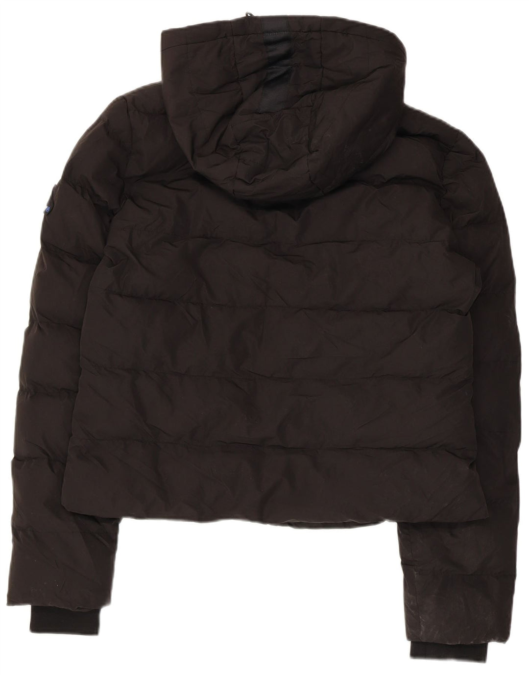SUPERDRY Womens Crop Polstret hættejakke UK 12 Medium Black Polyester