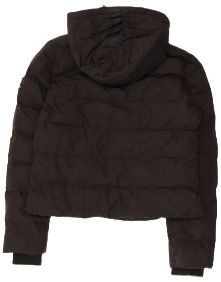 SUPERDRY Womens Crop Polstret hættejakke UK 12 Medium Black Polyester