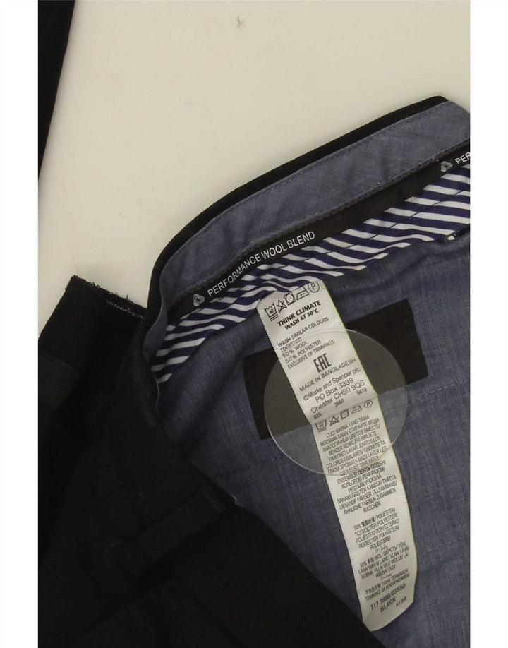 Marks & Spencer Straight Suit Bukser til mænd W34 L29 Sort uld