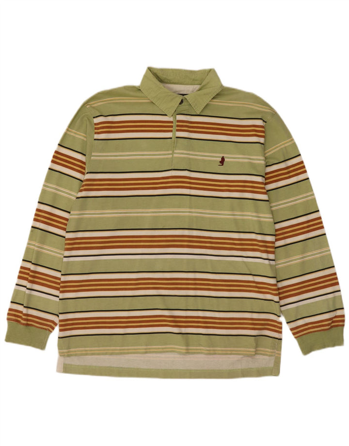Marlboro Classics Rugby Polo Shirt til mænd Stor grøn stribet bomuld