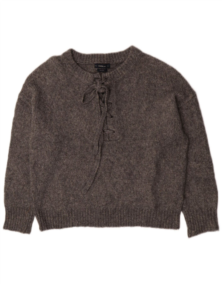 Zara Dame Oversized Crew Neck sweater UK 14 Medium Grey