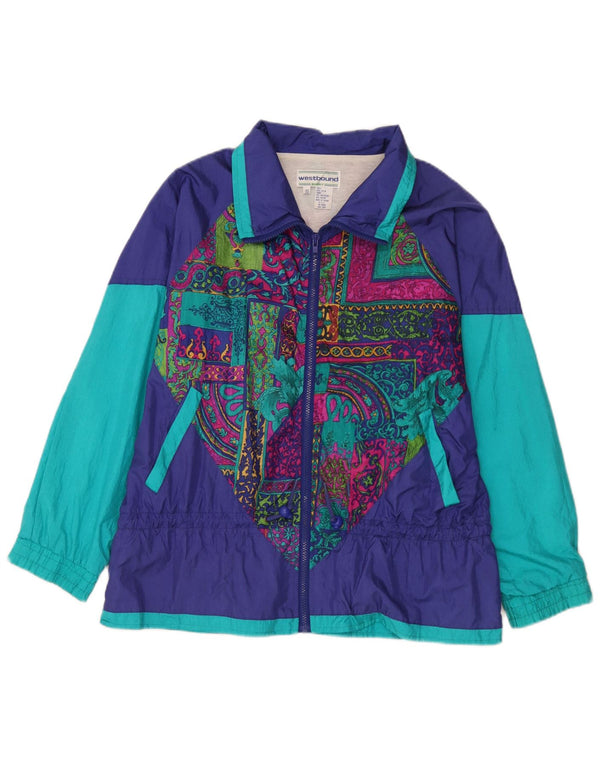 Westbound Dame Oversized Regnjakke UK 10 Small Navy Blue Paisley Nylon