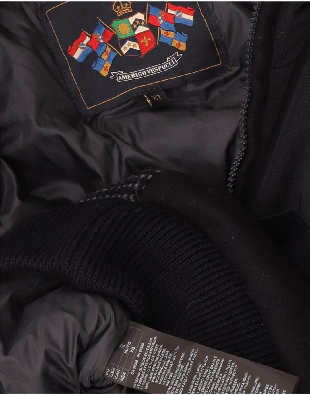 Amerigo Vespucci Herre Bomber Jacket UK 42 XL Navy Blue Polyester