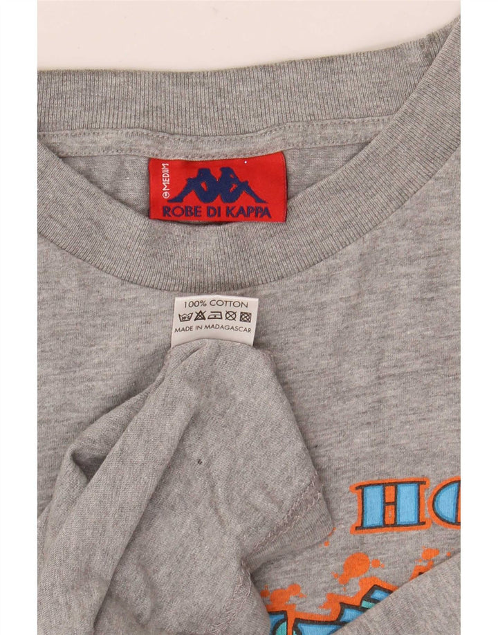 Kappa Dame Grafisk T-Shirt Top UK 14 Medium Grå Bomuld