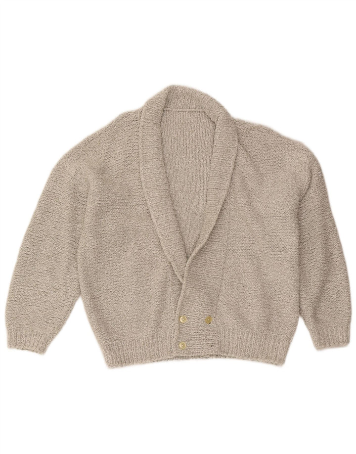Vintage herre dobbeltradet cardigan sweater mellemgrå