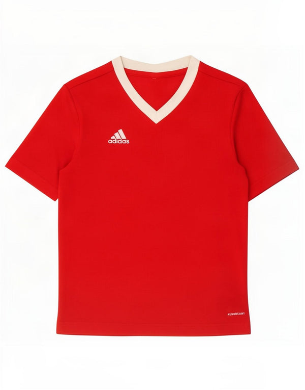 Adidas Boys Aeroready T-Shirt Top 11-12 År Rød Colourblock Polyester