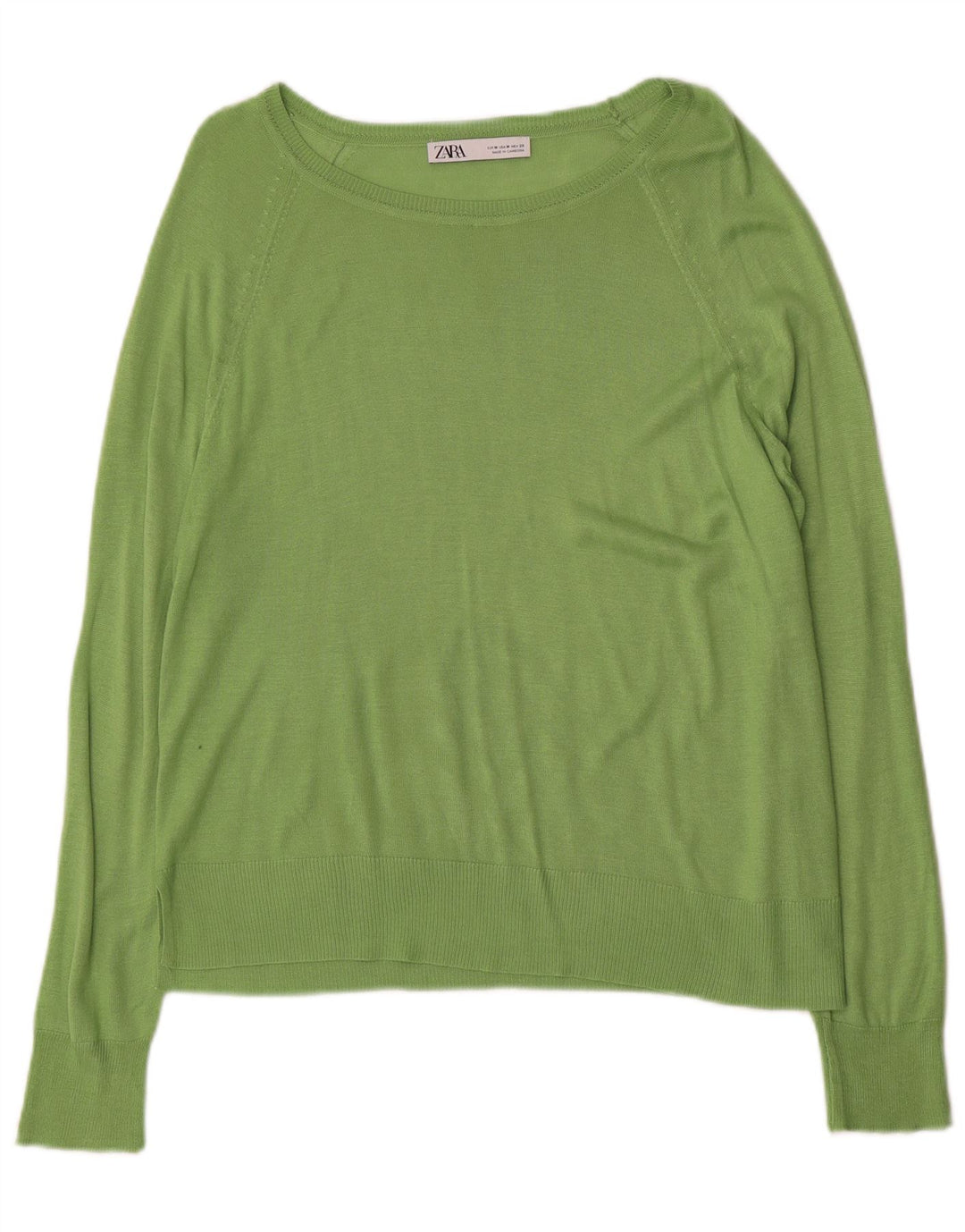 Zara Dame Boat Neck Jumper Sweater UK 14 Medium Green