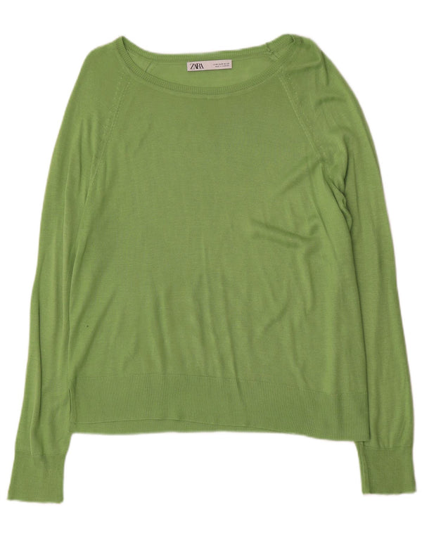 Zara Dame Boat Neck Jumper Sweater UK 14 Medium Green
