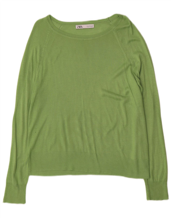 Zara Dame Boat Neck Jumper Sweater UK 14 Medium Green