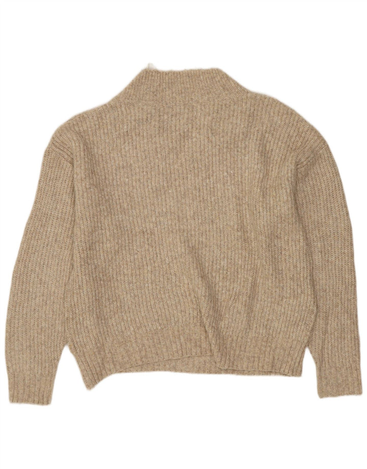 MARKS & SPENCER Dame Crop V-hals sweater UK 14 Medium Beige
