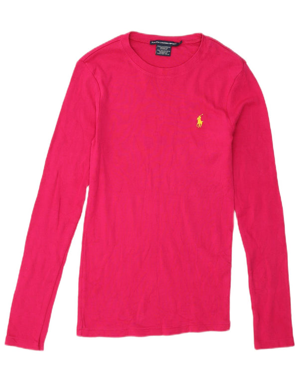 Ralph Lauren Dame Top Langærmet UK 8 Lille Pink Bomuld