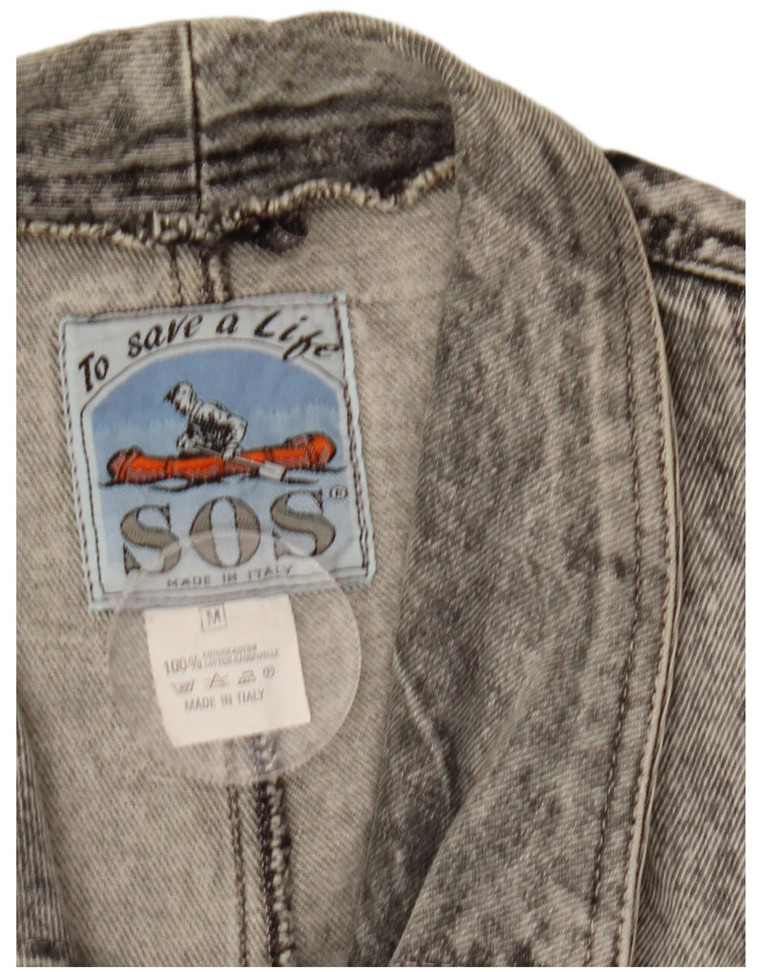 Sos Herre denimjakke UK 38 Medium Grå Bomuld