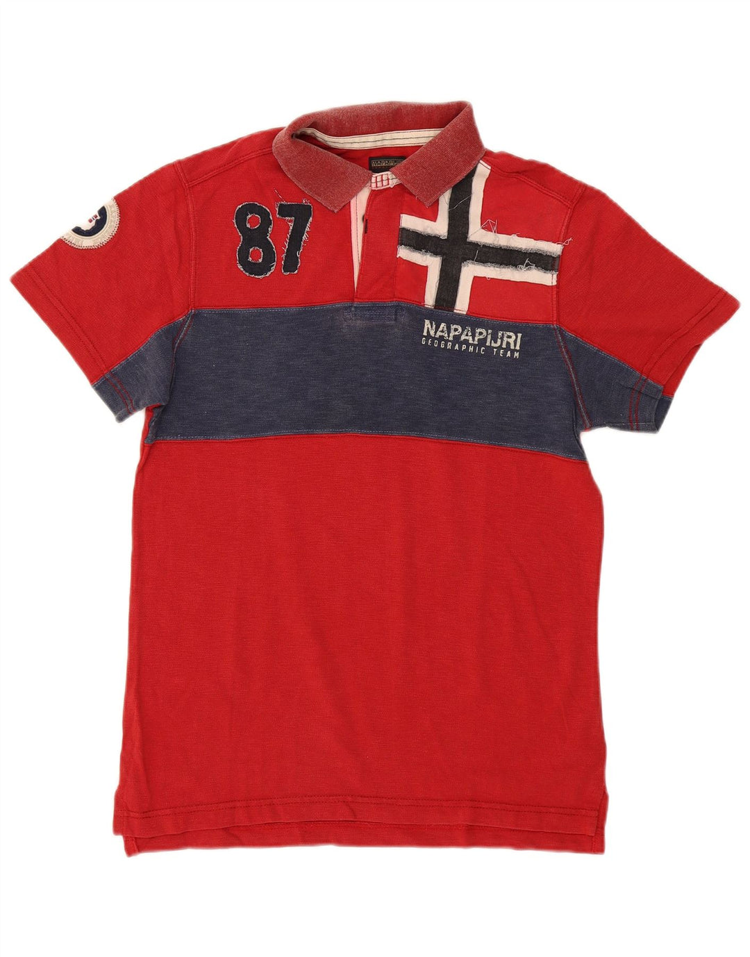 Napapijri Herre grafisk poloshirt Medium rød bomuld
