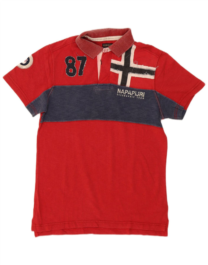 Napapijri Herre grafisk poloshirt Medium rød bomuld