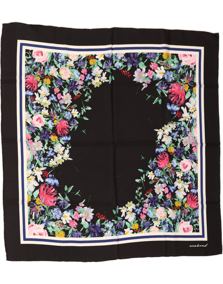 MAX MARA Womens Square Scarf One Size Black Floral Silk Vintage Max Mara and Second-Hand Max Mara from Messina Hembry 
