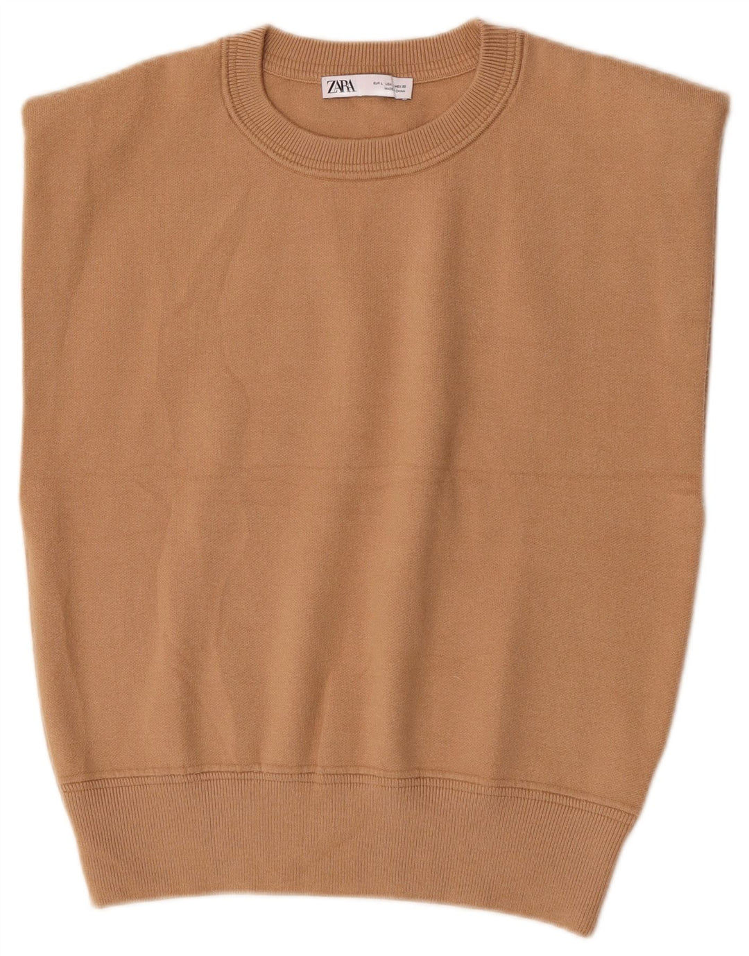 Zara Dame Vest Tank Top UK 16 Stor Brun Viscose