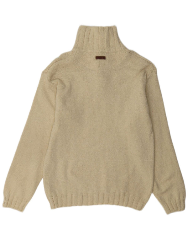 Marlboro Classics Herre Button Neck Jumper Sweater XL Beige Uld