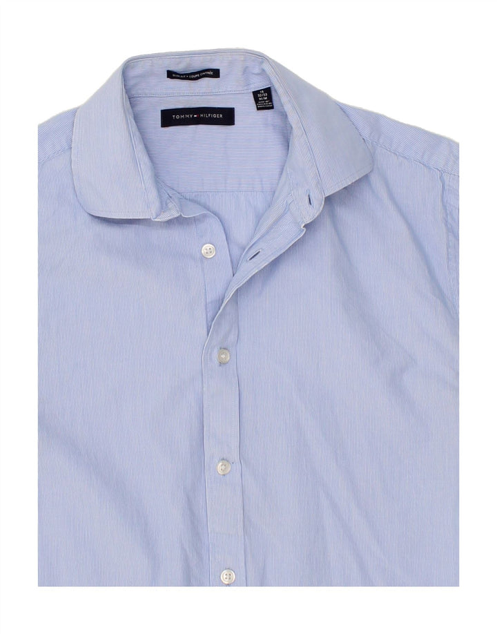 TOMMY HILFIGER Mens Shirt Size 15 Medium Blue Pinstripe Cotton Vintage Tommy Hilfiger and Second-Hand Tommy Hilfiger from Messina Hembry 