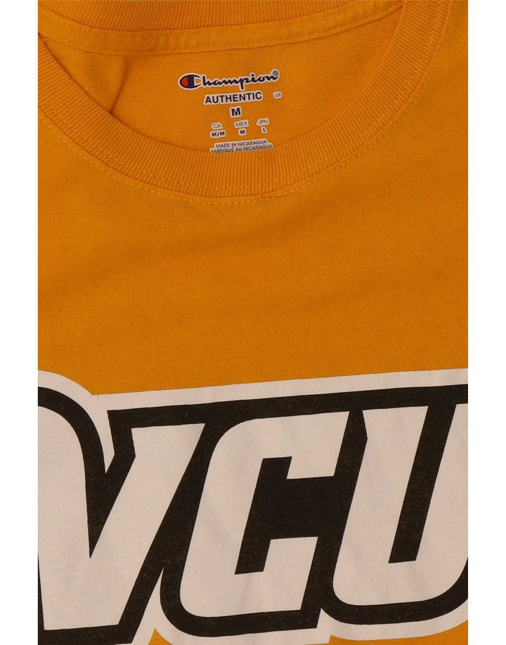 Champion Dame Grafisk T-Shirt Top UK 14 Medium Gul