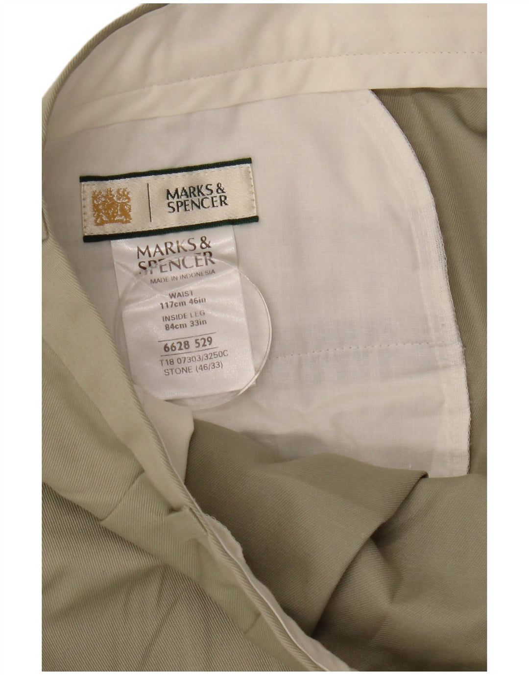 Marks & Spencer Herre Pegged Suit Bukser W46 L27 Beige Polyester