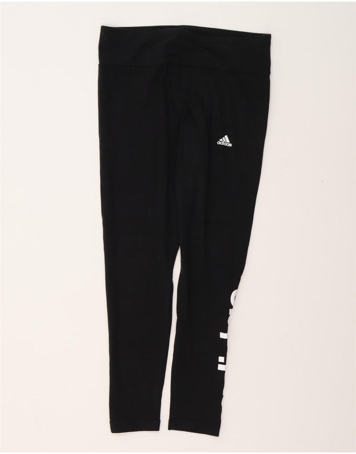ADIDAS Grafiske Leggings til kvinder UK 16/18 Stor sort bomuld