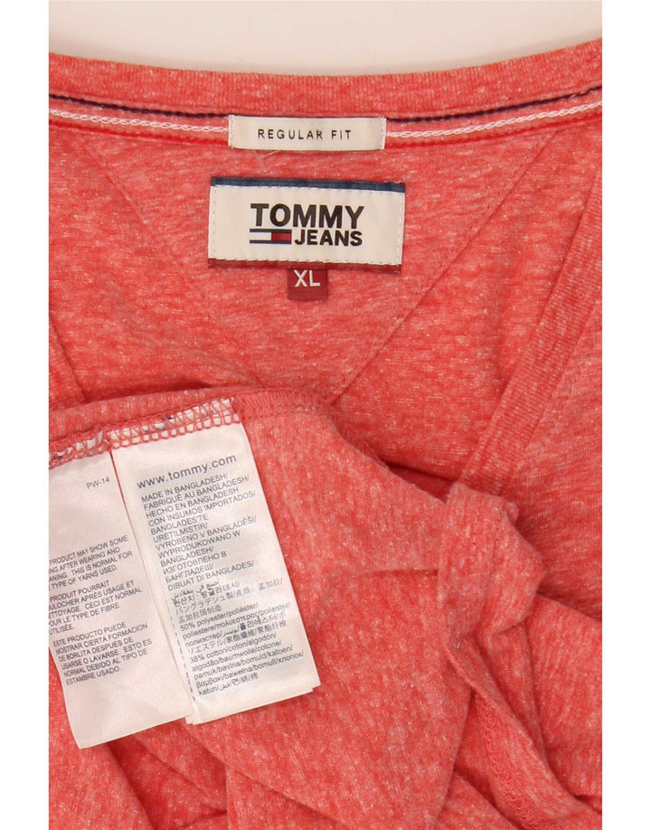 Tommy Hilfiger Herre Regular Fit T-Shirt Top XL Rød Flecked Polyester