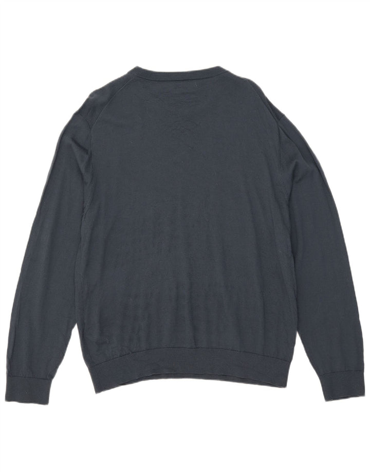 Zara Herre Boat Neck Jumper Sweater XL Navy Blue Uld