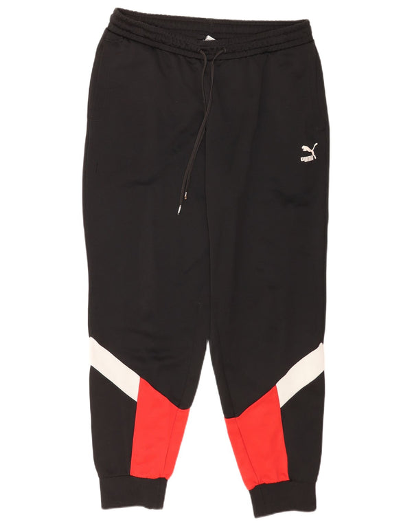Puma Mens Tracksuit Trousers Joggers Large Black Colourblock Polyester