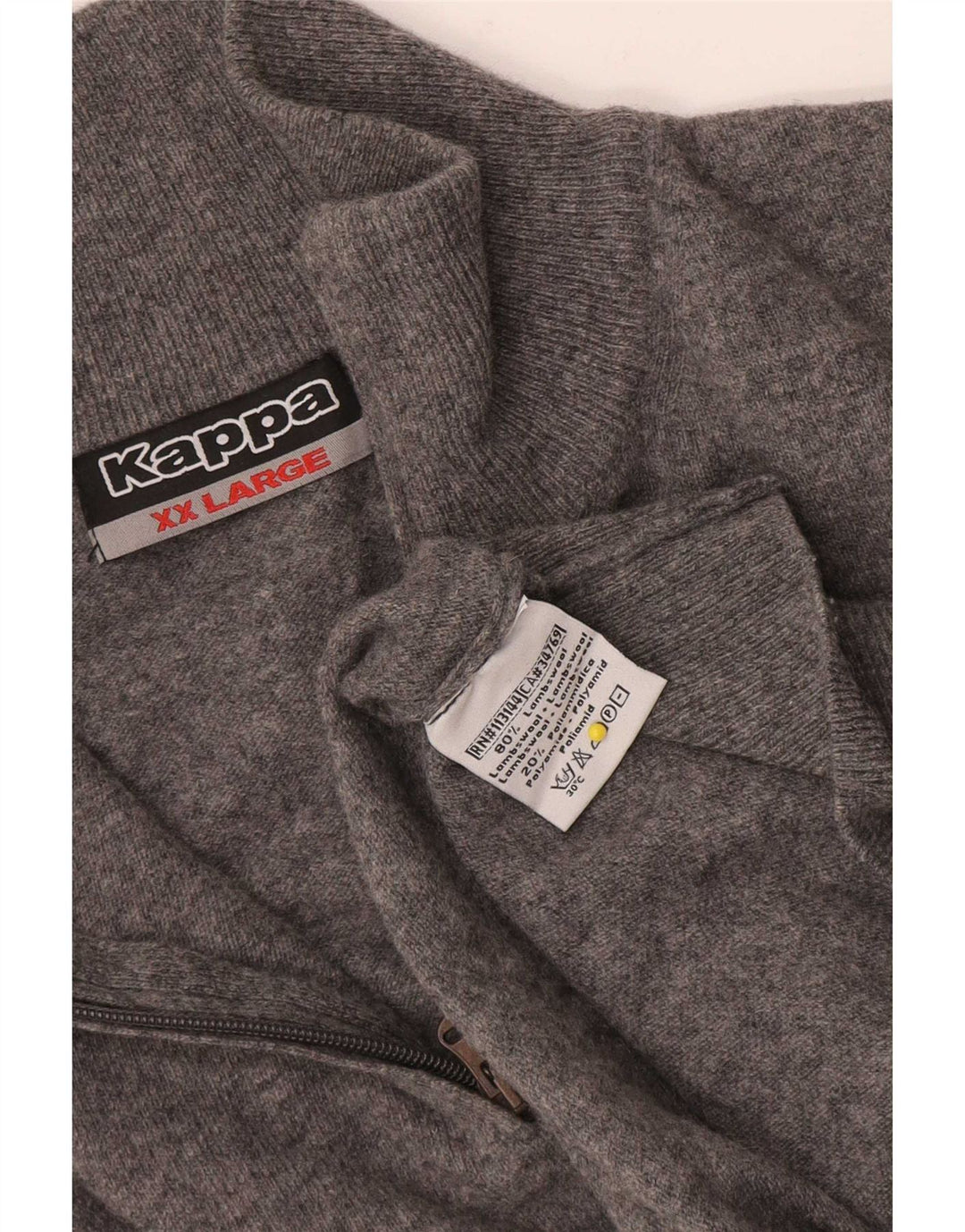 Kappa Herre Zip Neck Jumper Sweater 2XL Grå lammeuld