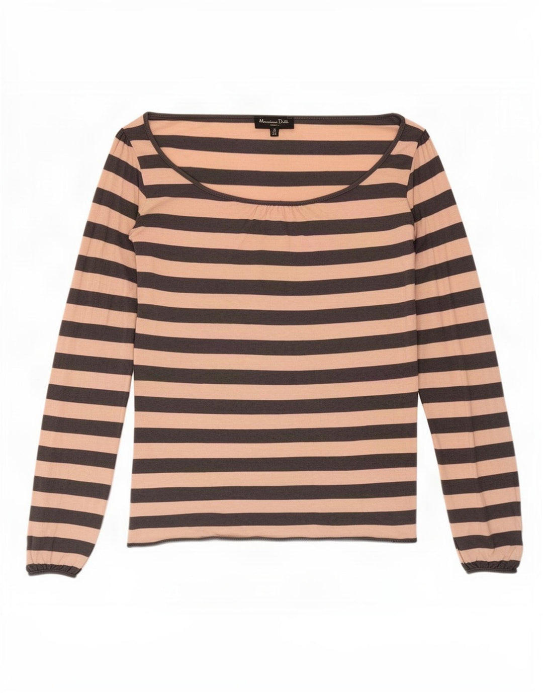 Massimo Dutti Dame Top Langærmet UK 10 Lille Pink Stribet Viscose