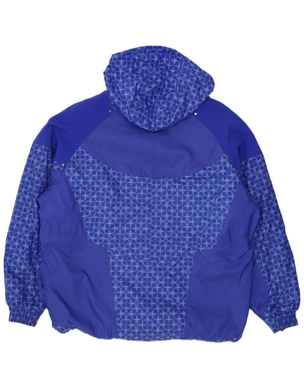 Fila Dame Hætte Oversized Skijakke US 8 Medium Blue Geometric