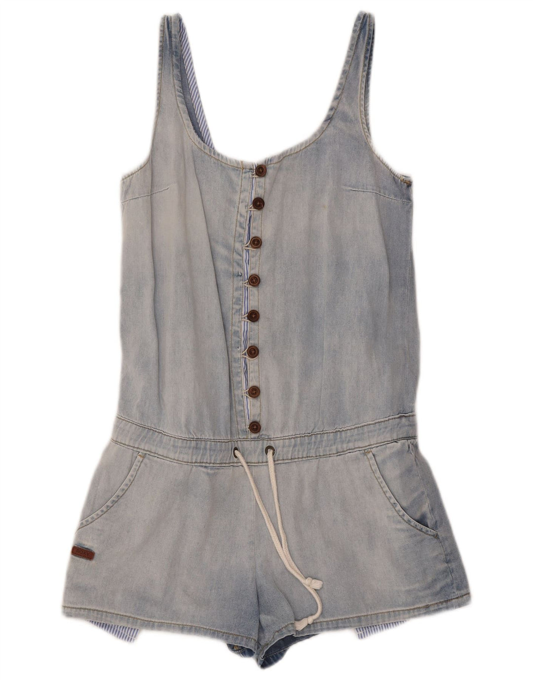 Roxy Dame Denim Playsuit UK 6 XS Blue Cotton