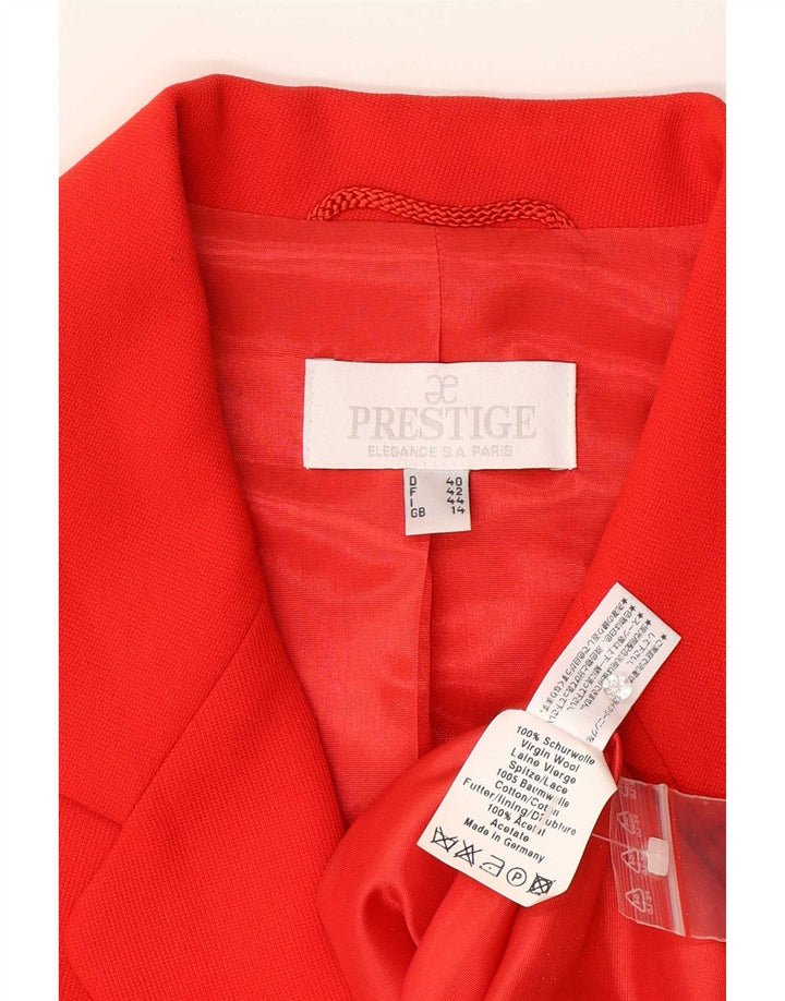 Prestige Dame 3-knaps blazerjakke UK 14 Medium Red Floral Virgin Wool