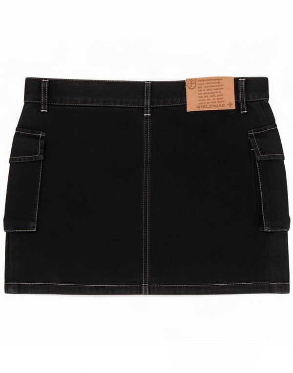 Castelbajac Dame Denim Mini Cargo Skirt IT 40 Small W30 Sort Bomuld