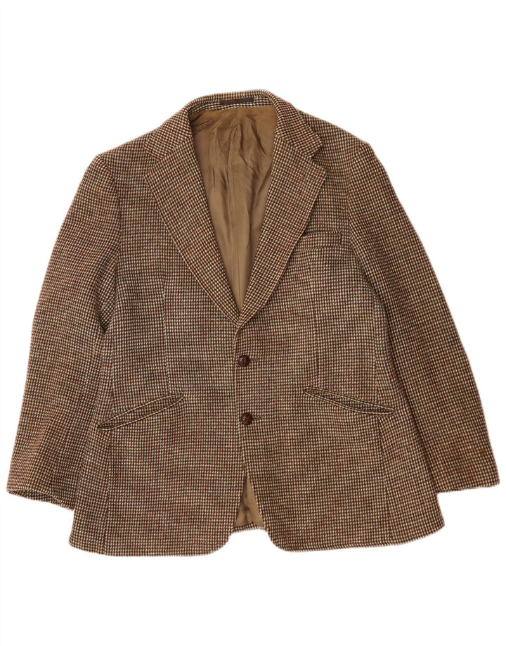 Harris Tweed Herre 2-knaps blazerjakke UK 38 Medium brun ternet uld