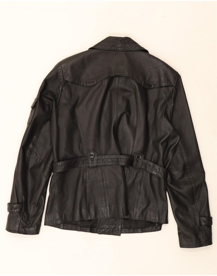 YESSICA Womens Double Breasted Leather Jacket EU 44 XL Black Leather Vintage Yessica and Second-Hand Yessica from Messina Hembry 