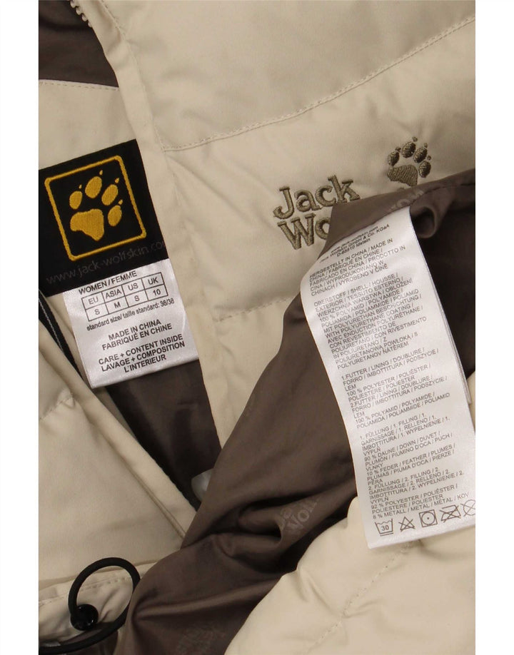 Jack Wolfskin Dame Hætte Polstret Jakke UK 10 Lille Beige Polyamid