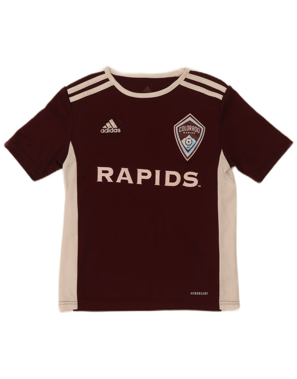 Adidas drenge Colorado Rapids grafisk T-shirt top 9-10 år rødbrun