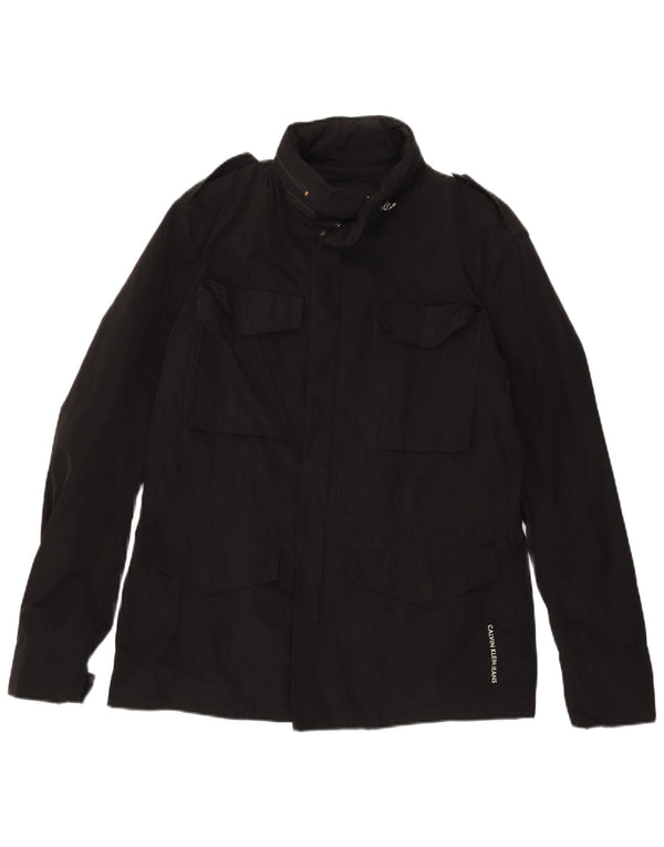Calvin Klein Jeans Herre Military Jacket UK 40 Large Black Polyester