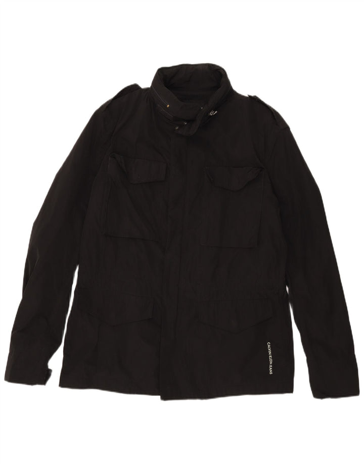Calvin Klein Jeans Herre Military Jacket UK 40 Large Black Polyester