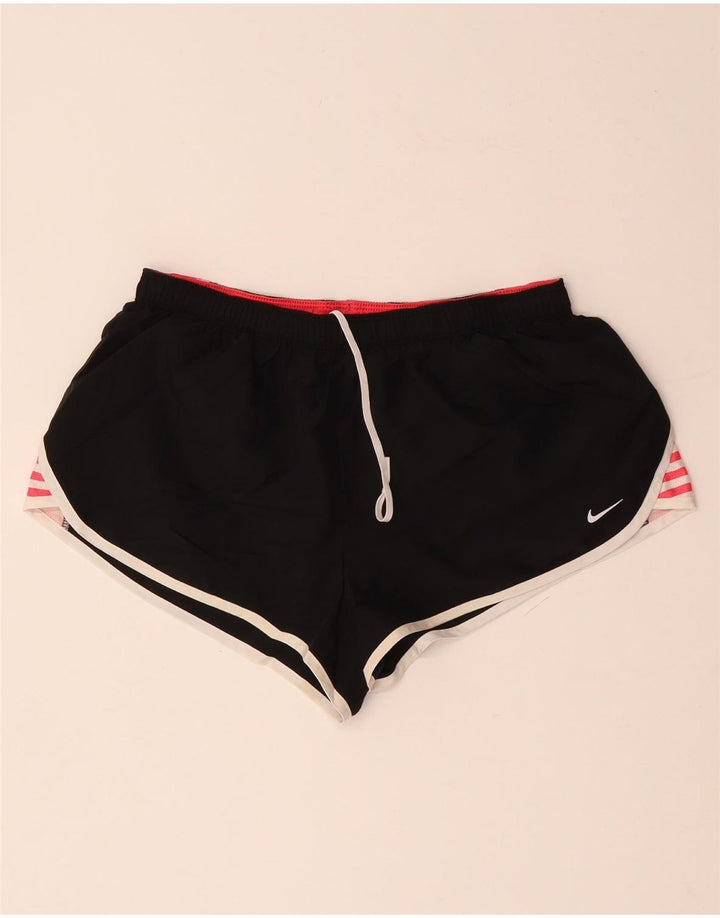 NIKE Dri Fit sportsshorts til kvinder UK 12 Medium sort stribet polyester