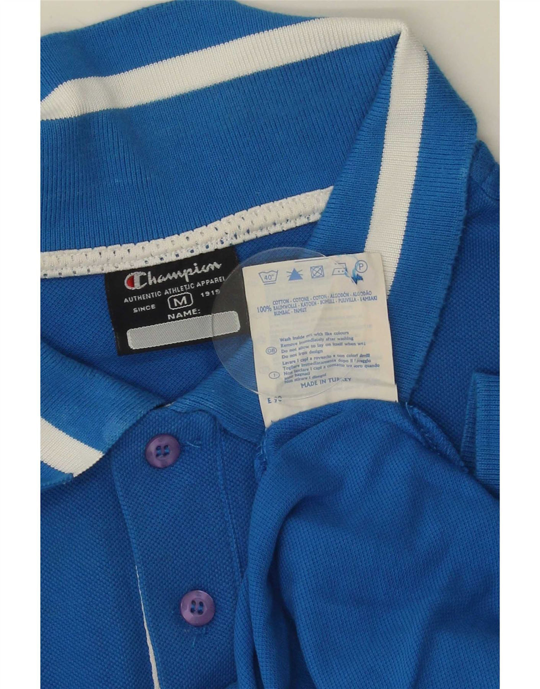 Champion herre poloshirt mellemblå stribet bomuld